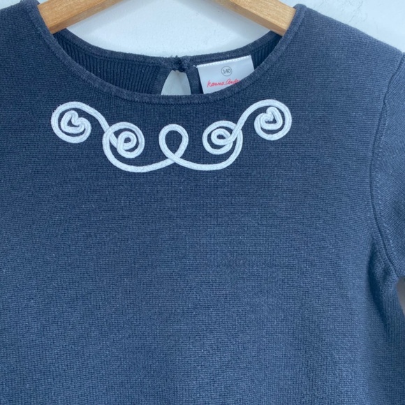 Hanna Andersson Milano Knit Dress 10 Embroidered Black White Holiday Christmas - Picture 2 of 11